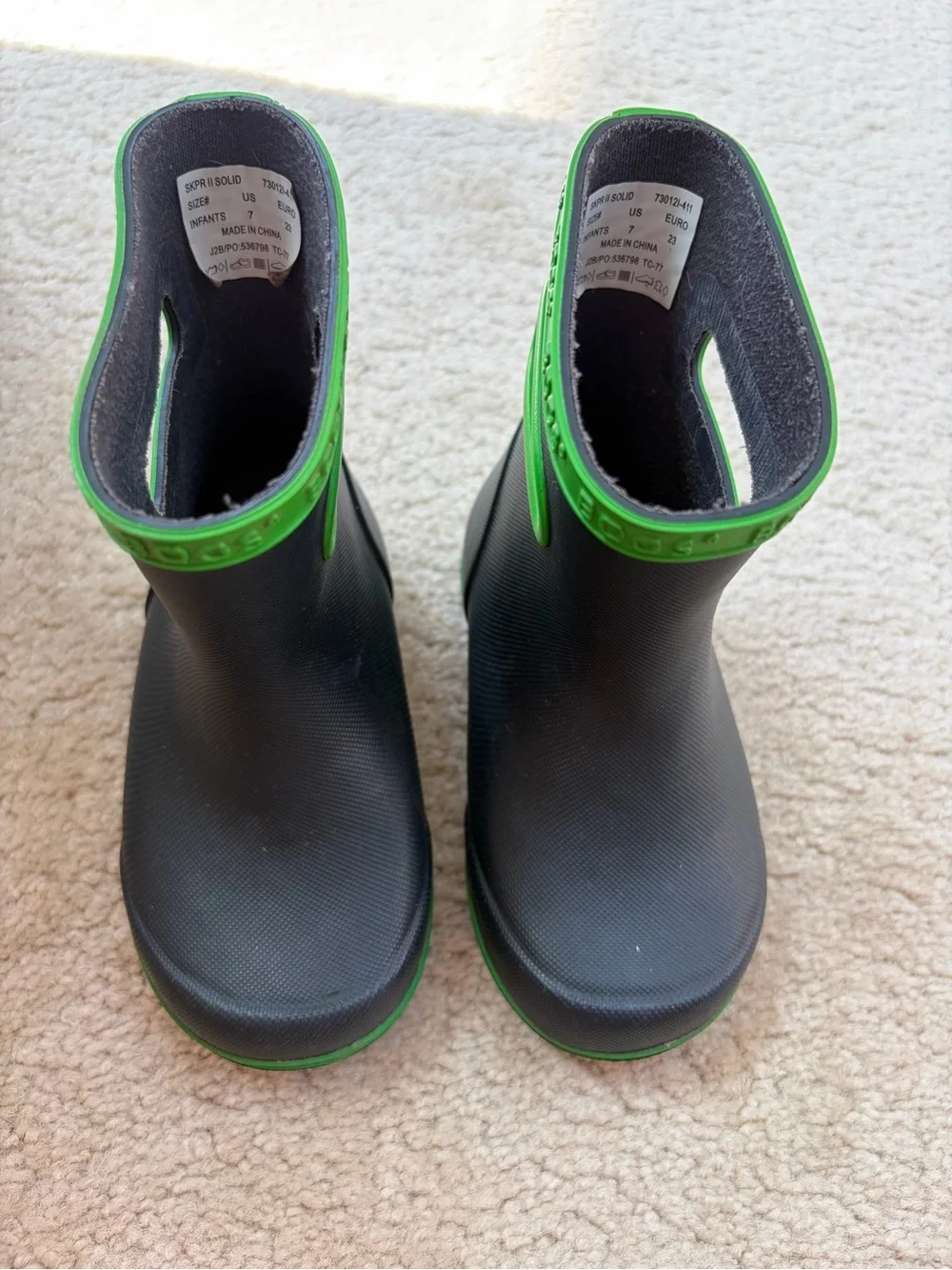 Bogs Toddler Size 7 Skipper II Solid Navy Green Rain Boots Waterproof Snow